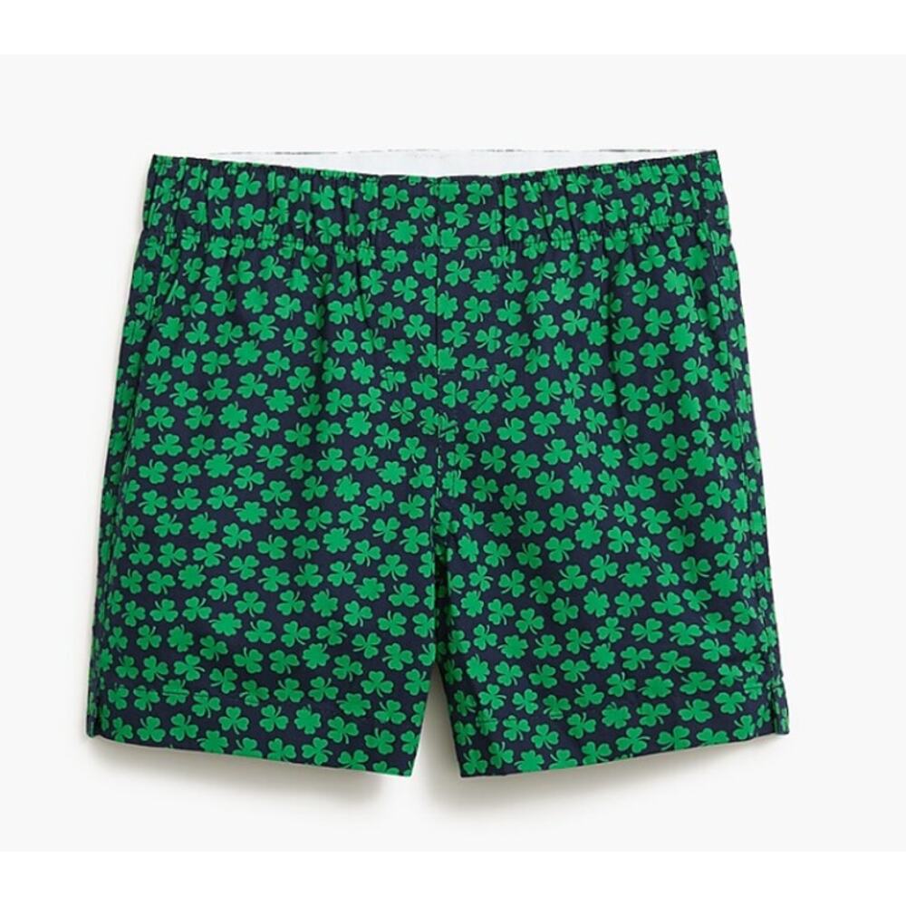 Crewcuts by J.Crew Clover Boxer Shorts Boys M Green Blue Printed Cotton Stretch